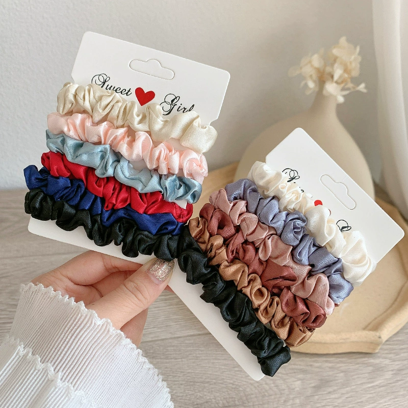 Màu đỏ ròng Pháp nhẹ nhàng bao da lụa gió cổ điển thanh lịch ruột già vòng tóc tính khí màu tinh khiết bóng dây tóc mũ đội đầu - Phụ kiện tóc