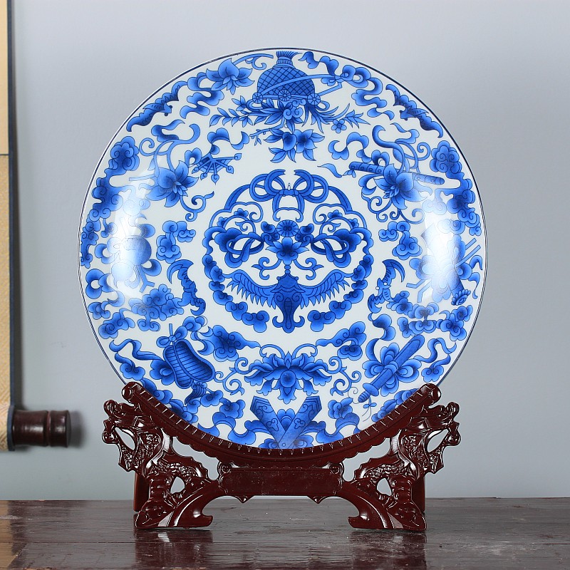 Jingdezhen ceramics furnishing articles household decorations hanging dish sitting room ark, Chinese arts and crafts porcelain decorative plate