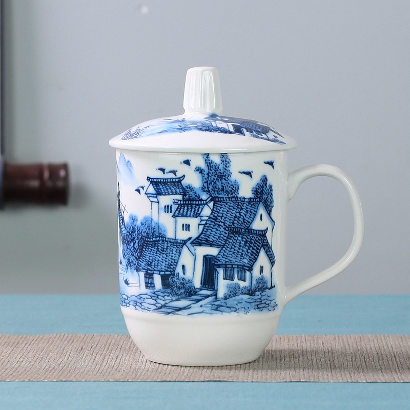 Office of jingdezhen ceramic cups with cover glass male household cup tea cup and wholesale custom mugs