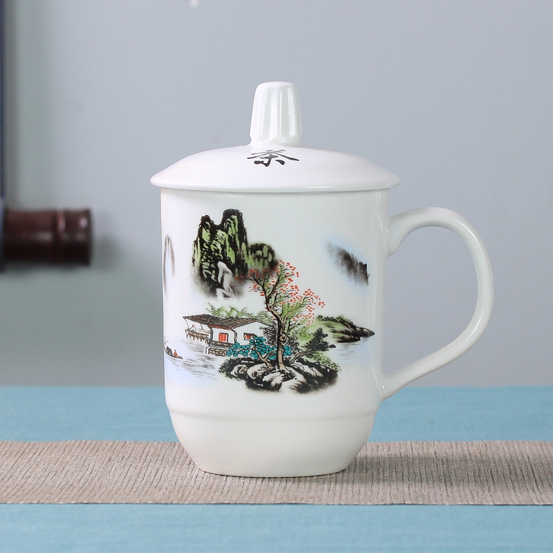 Office of jingdezhen ceramic cups with cover glass male household cup tea cup and wholesale custom mugs