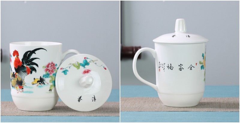 Office of jingdezhen ceramic cups with cover glass male household cup tea cup and wholesale custom mugs