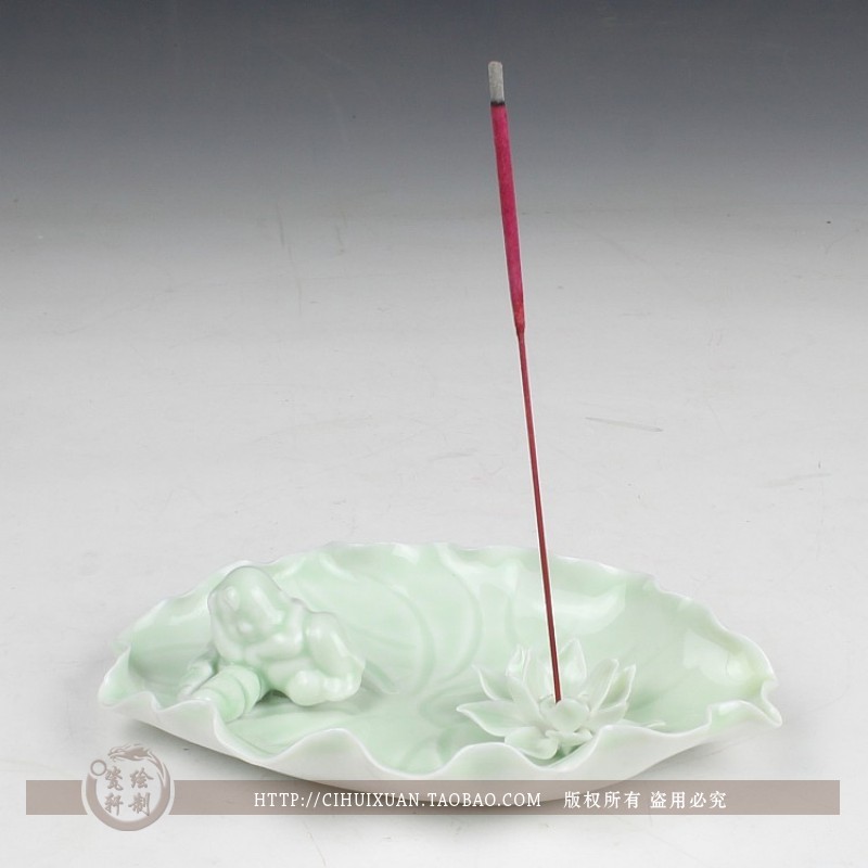 Manual open piece of ice crack roll film ceramic lotus fragrance incense joss stick inserted vertebral plate of the lad decorative furnishing articles