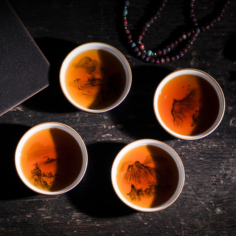 Jingdezhen ceramic sample tea cup tea hand - made the fishing qiao geng read master cup ji blue manual kung fu tea cups