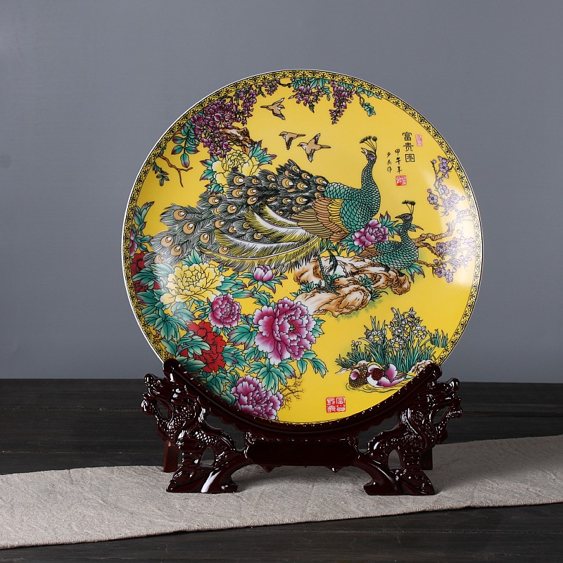 Jingdezhen ceramics hang dish decoration as sit home background plate decoration plate of furnishing articles