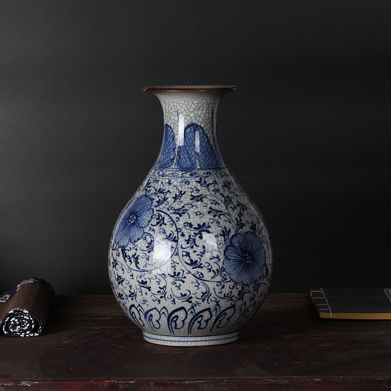 Jingdezhen ceramics hand - made cracks under glaze color porcelain glaze antique up vases, antique furnishing articles okho spring bottle