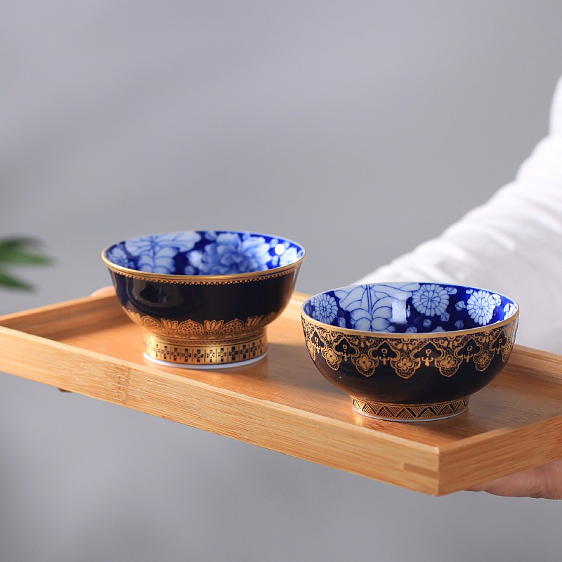 Hand made blue ji blue see colour sample tea cup flower kung fu tea cups customizable tea taking of jingdezhen ceramics