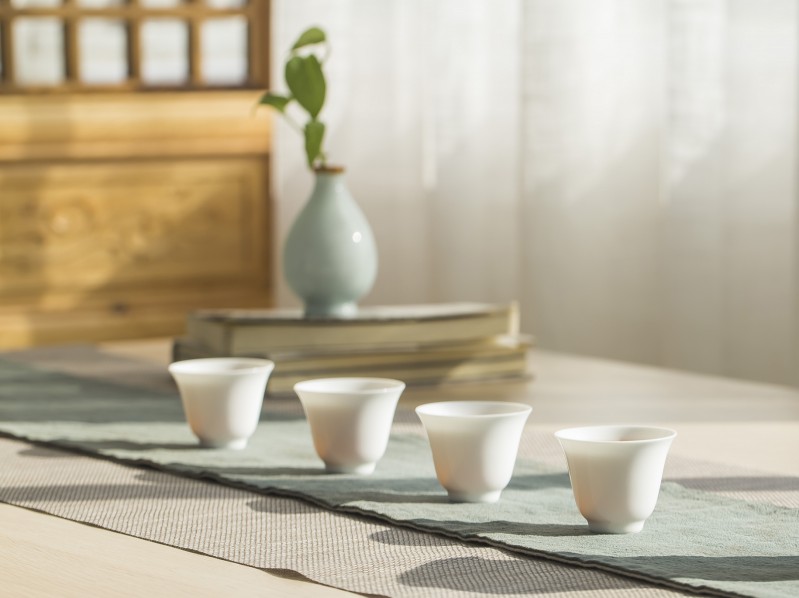 Jingdezhen ceramic custom sample tea cup home market metrix small bowl with single CPU office kung fu tea cups