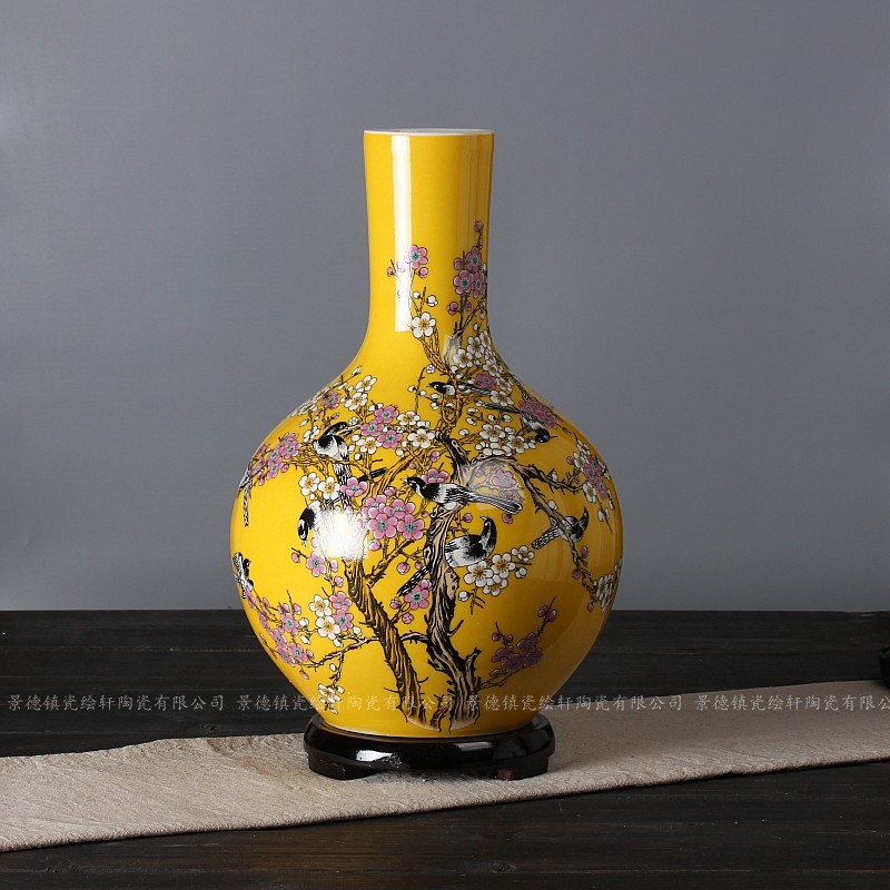 Jingdezhen ceramics yellow glaze pay-per-tweet mui design home furnishing articles adornment vases, flower vases