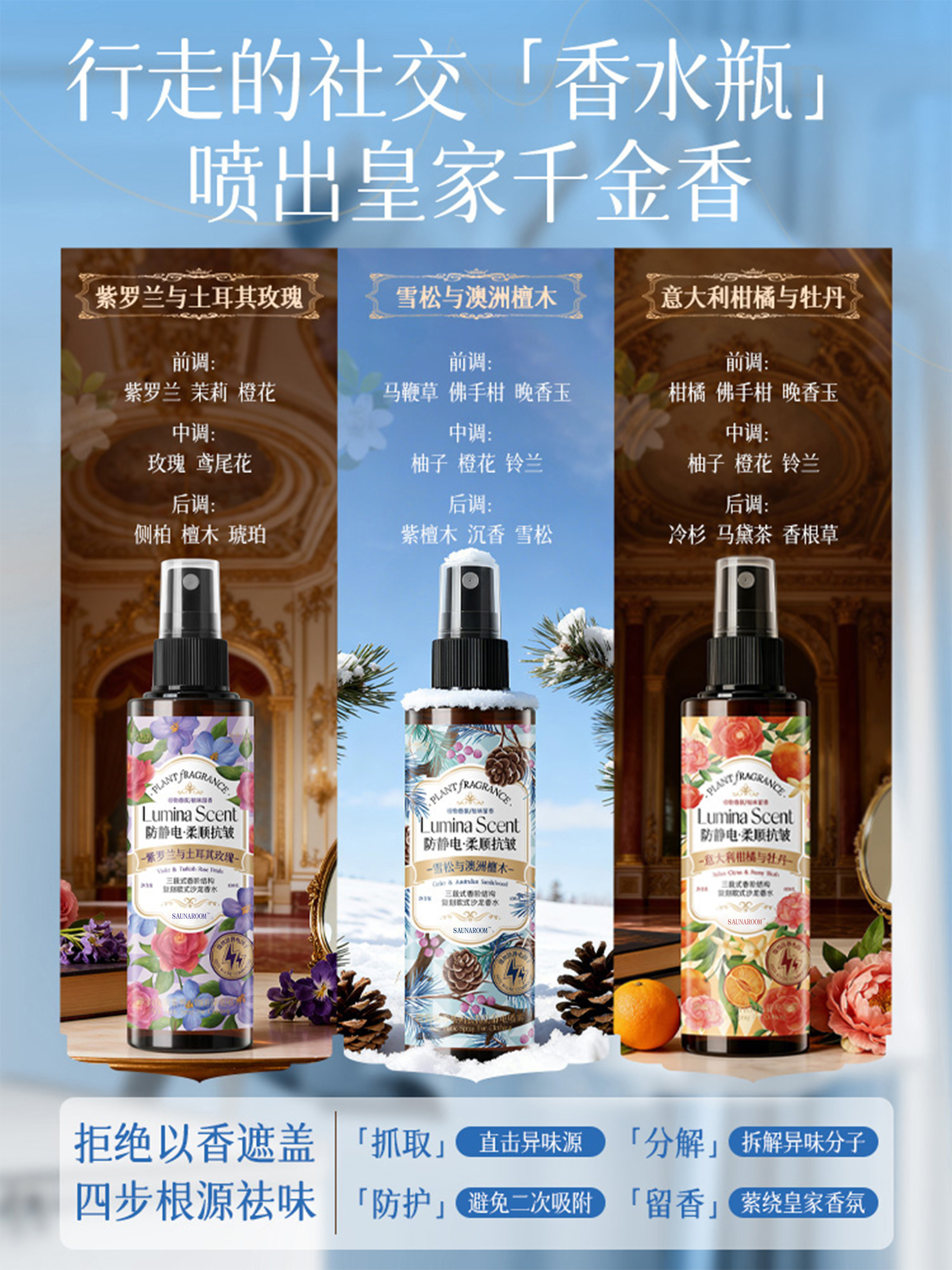 Northern Cedar Anti-Static Spray Is a Must-Have for Clothes to Remove Static Electricity, a Softener with Long-Lasting Fragrance for 72 Hours