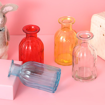 Vase ornaments living room flower arrangement small glass bottle hydroponic simple color transparent living room room decorations ins Wind