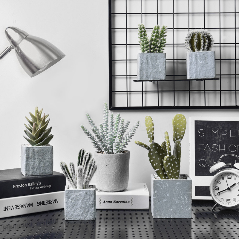 Creative Nordic Home Multi Meat Cactus Emulation Fake Flowers Plant Potted Plant Pendulum Pieces Green Plant Indoor Furnishing Decorations