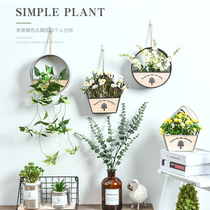 Pastoral creative wall decorations wall hanging simple round house flower simulation plant flower pot flower basket pendant