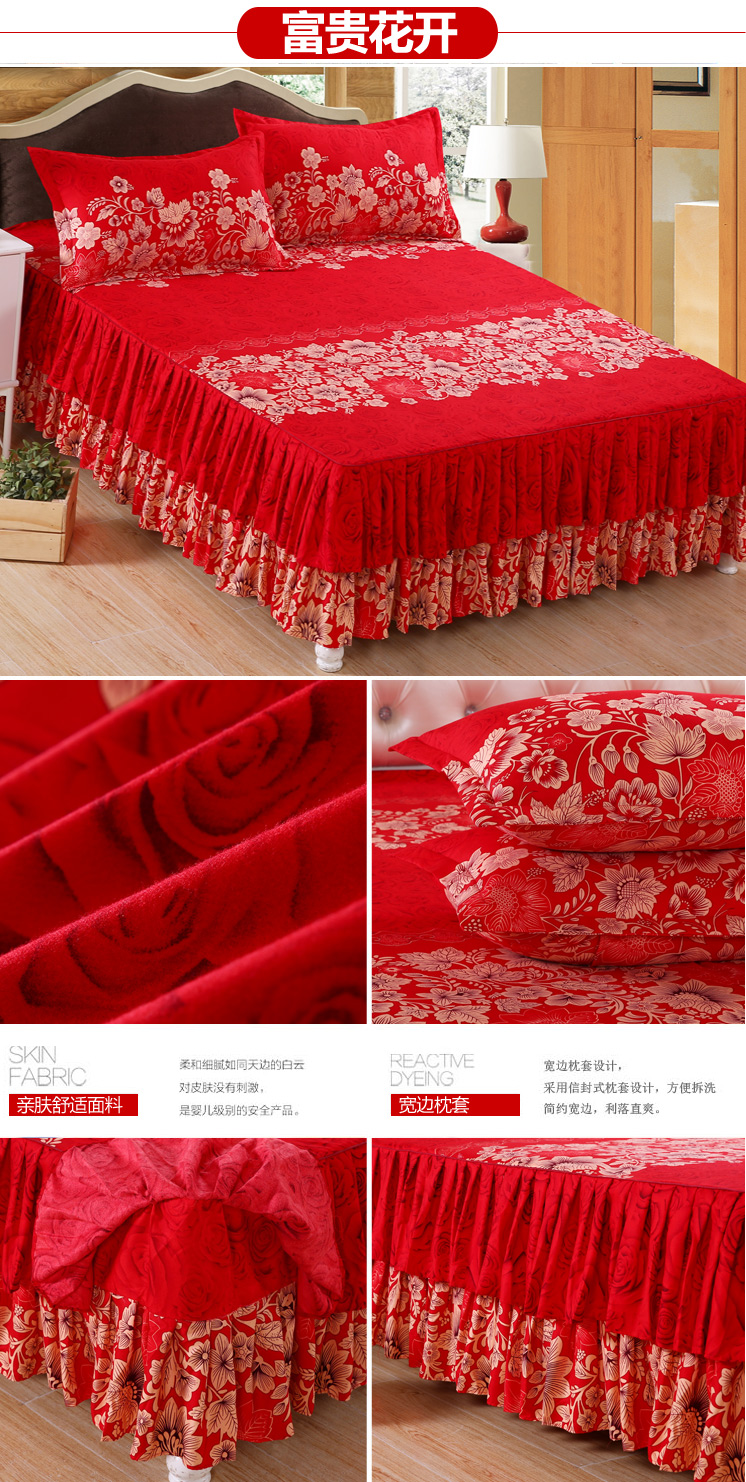 Non-slip Simmons trải giường giường váy giường đặt mảnh duy nhất dày Hàn Quốc giường bông cotton 1.8 1.5 2 m