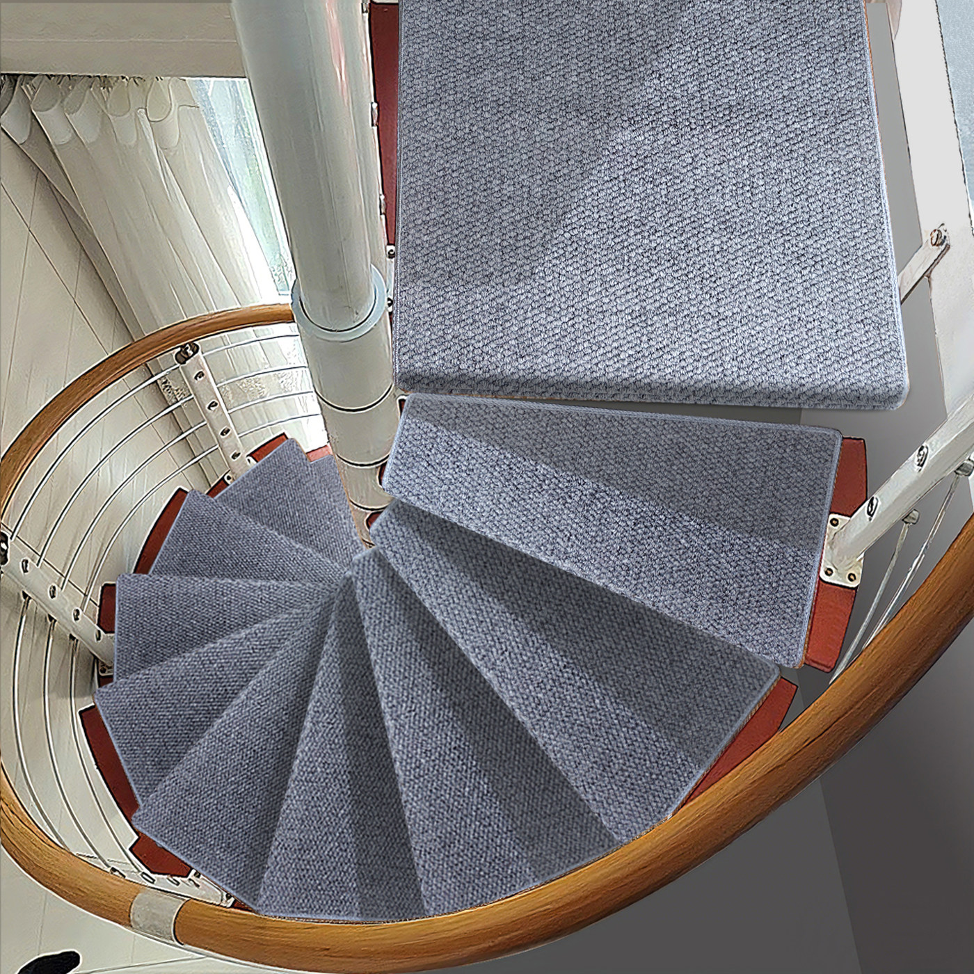 Solid color simple self-priming self-sticking non-slip washable stair mat