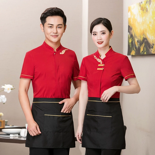 Летний комплект для работы для отеля, униформа, короткий рукав, китайский стиль