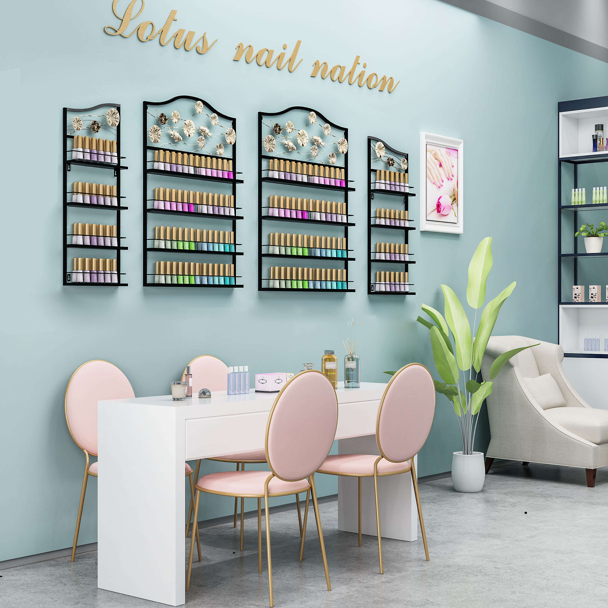 ins nail art shelf wall-mounted nail polish glue display stand cosmetics store nail polish shelf placement rack wall