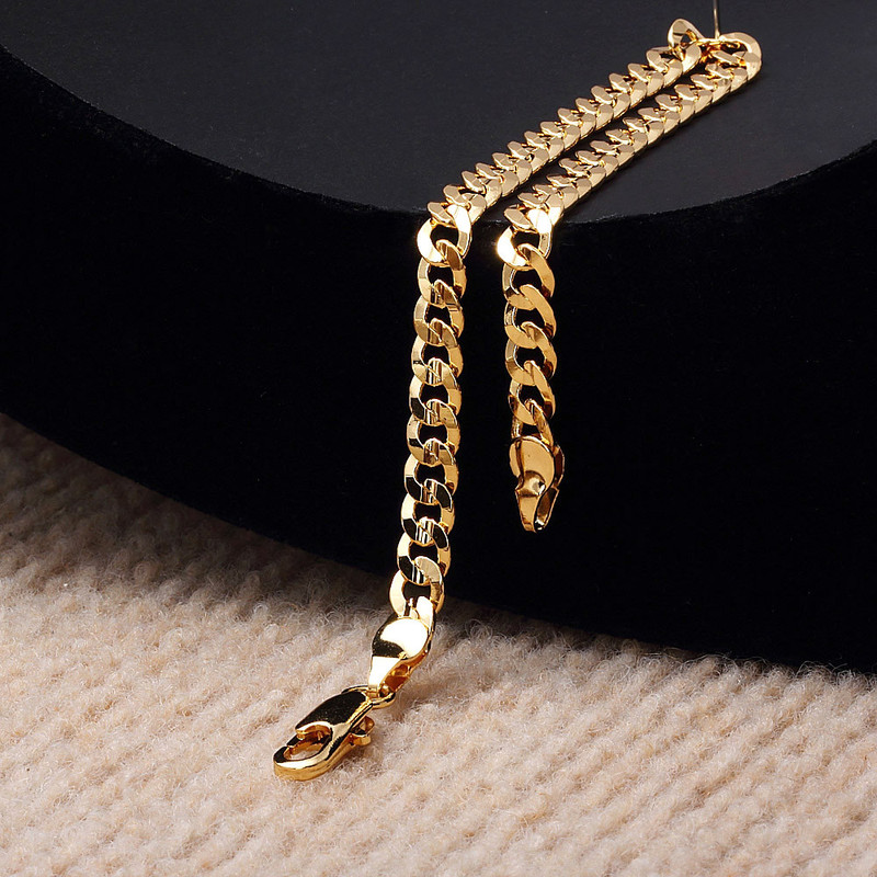 Korean Style Fashion Jewelry Men's and Women's Simple Bracelet Plated with 24K Gold Color White Gold 18K Rose Gold Couple Style Bracelet