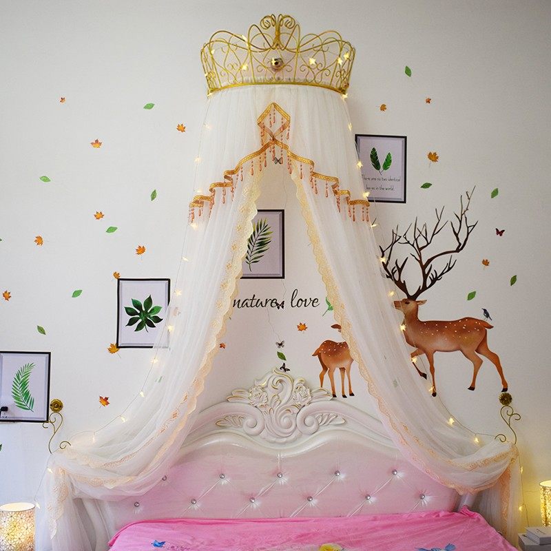Bed mantle Princess Fengyuan Net for cute girl French bed curtain pink veil curtain crown curtain