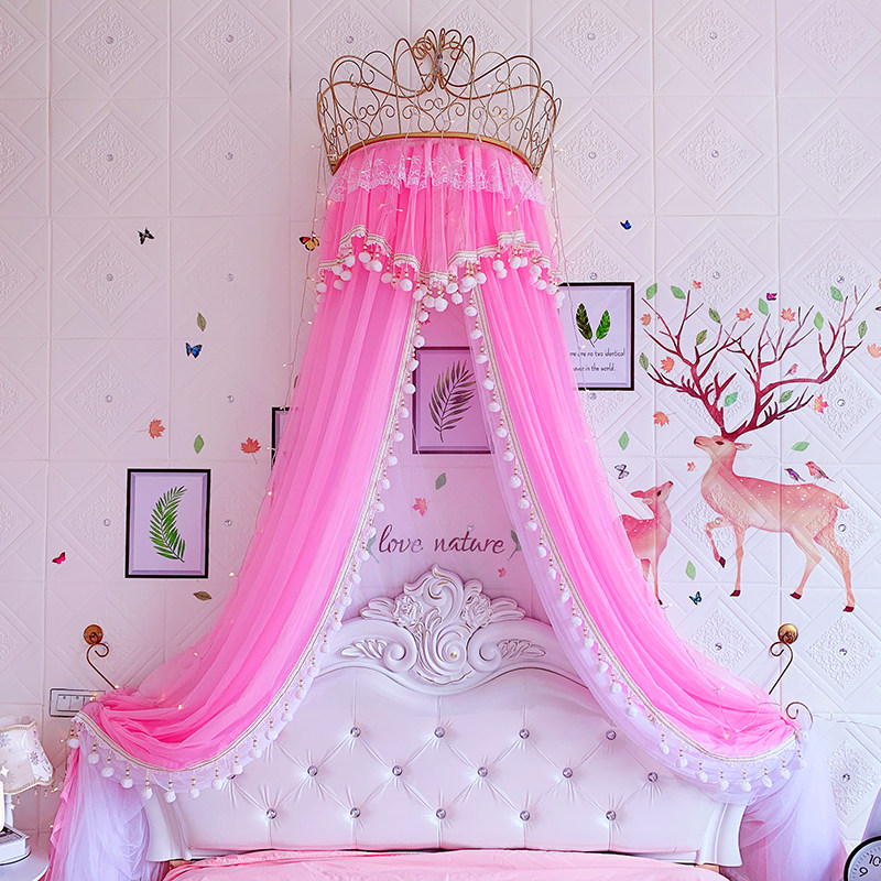 Bed Mantle Princess Wind Mosquito Net Home Crown Bracket Bedside Curtain Veil suspended ceiling Ceiling Dome Wedding decoration Bed Curtain Bedroom