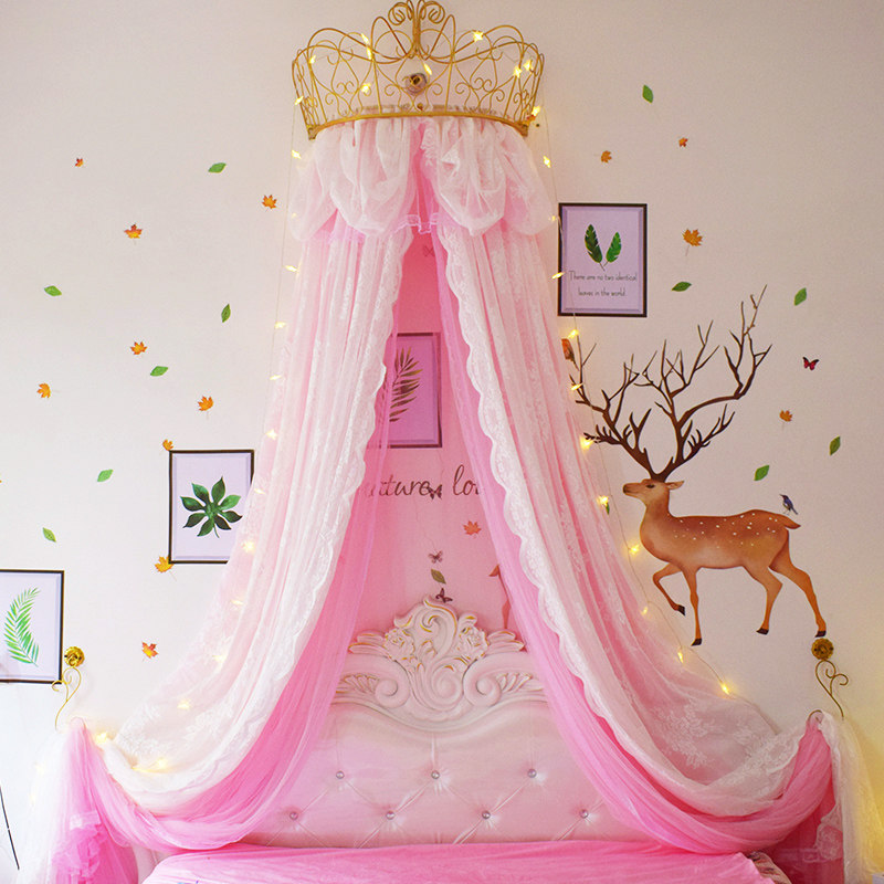 Bed mantle Princess wind bed curtain veil decorated curtain net household integrated European-style double crown bracket yarn