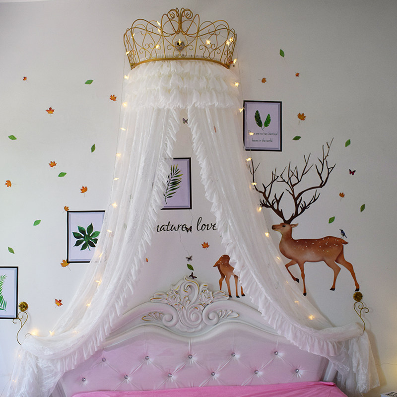 Bed mantle Princess Crown mosquito net lace bedhead curtain ceiling ceiling dome in wedding decoration bedroom