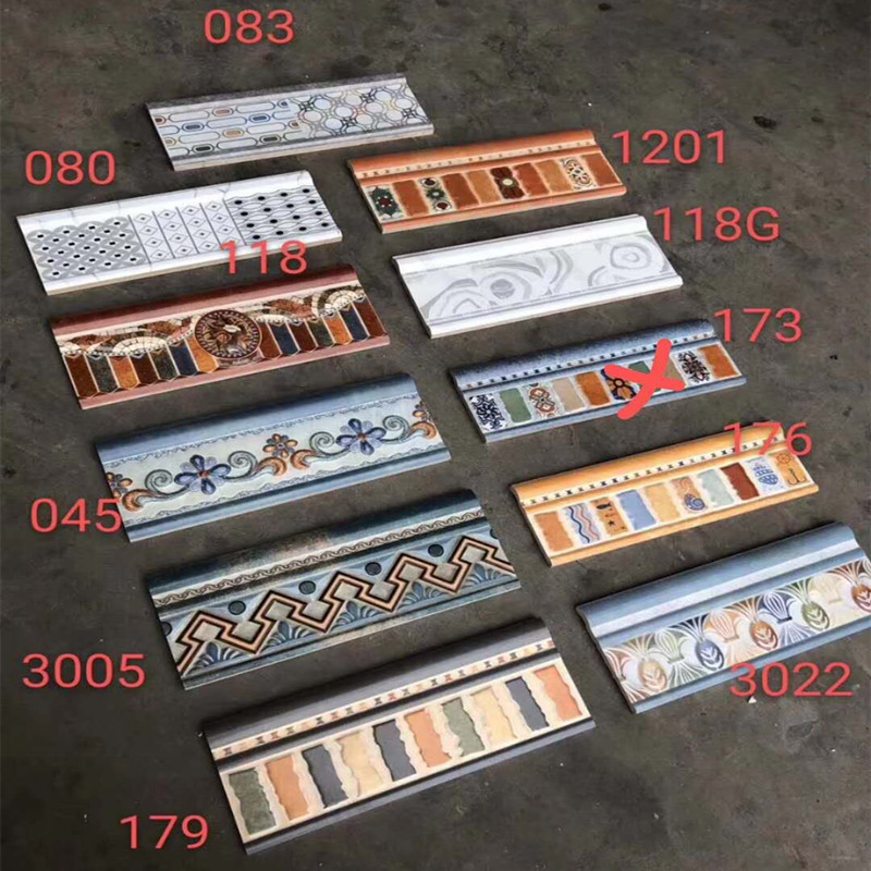 American Nordic line tile 300x120 kitchen waist line toilet sideline retro flower piece bathroom waist flower