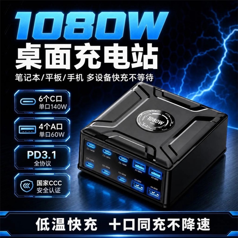 Mu Xiang 1080W Gallium Nitride Charger High-Power Pd3.1 Full Protocol Fast Charging Head Suitable for Laptops, Tablets, Mobile Phones, Studio Multi-Port Type-C Desktop Charging Station Retractable Cord Socket Mu Xiang 1080W Gallium Nitride Charger High-Power Pd3.1 Full Protocol Fast Charging Head Suitable for Laptops, Tablets, Mobile Phones, Studio Multi-Port Type-C Desktop Charging Station Retractable Cord Socket