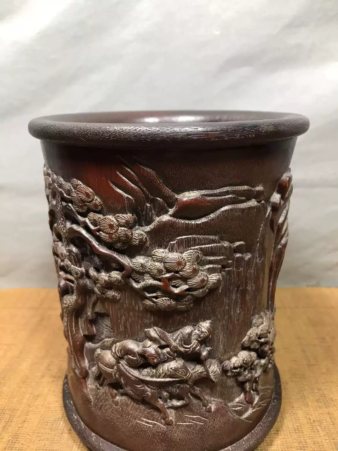 旧藏 竹雕筒 高16.5cm口径14.5cm重528克094 旧藏