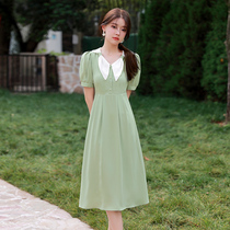 Blue language Big code Female dress Fat mm French style Dont even dress Dress Veil slim temperament Advanced sense cashew A word dress Summer