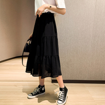 Blue language big code woman dress fat younger sister mm tightness high waist 100 pleats 2022 pleasanta 2022 summer new shade half body dress