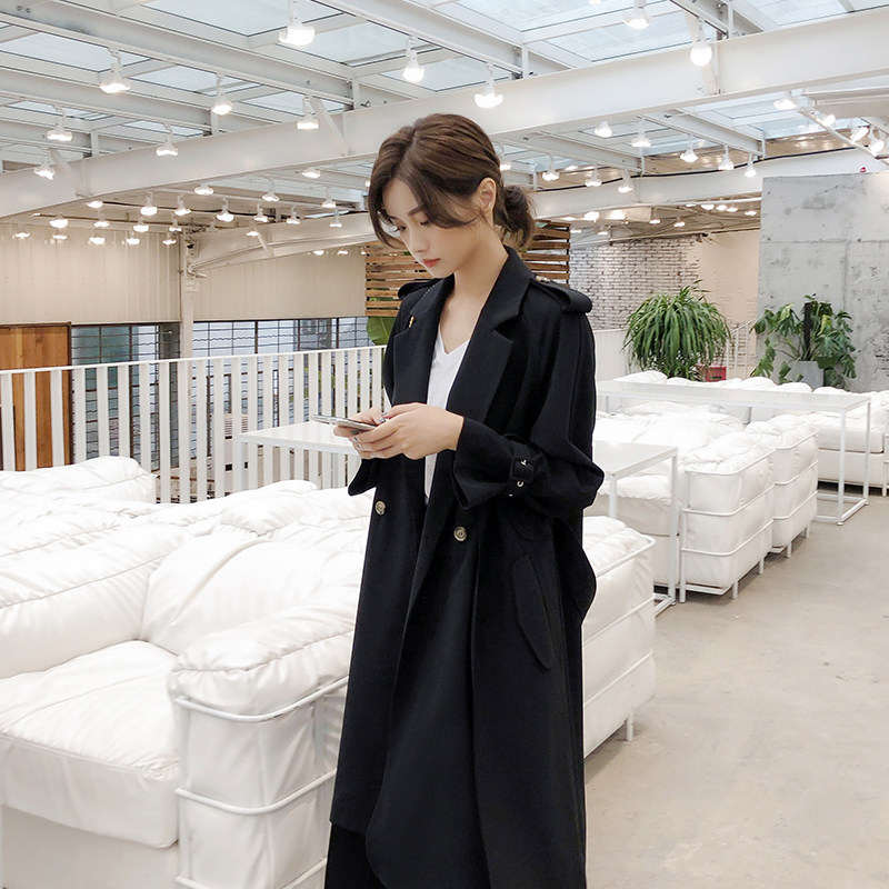 Blue Language Great Size Women's Dress Spring Dress 2022 New Fat Younger Sister Mm Temperament Slim Medium Long Version Windsuit Cardiovert Jacket