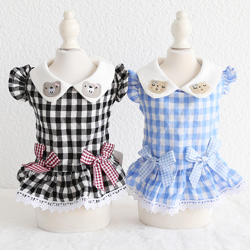 Petstyle 2019 xuân hè mới động vật búp bê cổ áo kẻ sọc dễ thương trang phục cún con - Quần áo & phụ kiện thú cưng mũ cho chó