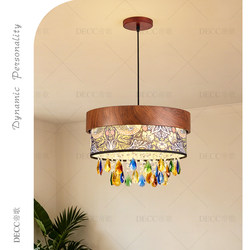 Medieval Style Creative Colorful Crystal Fabric Chandelier Bedroom Dining Room Lamp Nanyang Style Retro Bohemian Chandelier