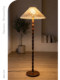 French Retro Shell Floor Lamp with a High-End Feel, American Mid-Century Style Rubber Wood Floor Lamp for Bedroom and Living Room Lighting