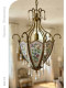 French-Style Vintage All-Copper Enamel Printed Glass Pearl Chandelier for Bedroom and Dining Room, American Country-Style Decorative Lighting