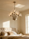 Creative Chrome-Colored Trumpet Flower Glass Chandelier for Living Room, Bedroom, Dining Room, French-Style Light Luxury Cream-Style Decorative Lighting
