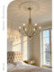 French Retro Candle Chandelier, Bedroom and Dining Room Chandelier, American Retro High-End Mid-Century Style Light Luxury All-Copper Lamps