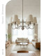 Light French-Style Lotus Pink Fabric Chandelier, High-End Cream-Style Chandelier for Bedroom, Living Room, and Dining Room, Simple Decorative Lighting Fixture