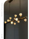 French-Style All-Copper Creative Magnolia Flower Restaurant Chandelier, American Retro Cream-Style Cozy All-Copper Lighting for Dining Room