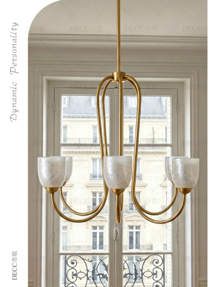 Dige French-Style Creative Shell Chandelier Living Room Main Light High-End Wrought Iron Mid-Century Style Dining Room Chandelier Bedroom Lighting Fixtures