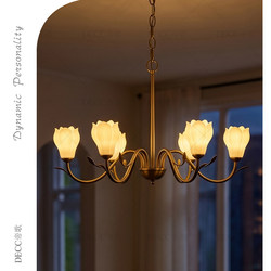 French Retro Ceramic Magnolia Flower Chandelier Creative Flower Bedroom Dining Room Designer Decorative Lighting Fixtures