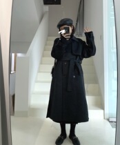 Zhou Wood apit 90 Australian wool lapel double-breasted hand-sewn double-sided long coat design feel waist