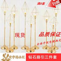 New wedding props Road lantern golden table flower stand wedding table set geometric road guide Diamond lift Road lead