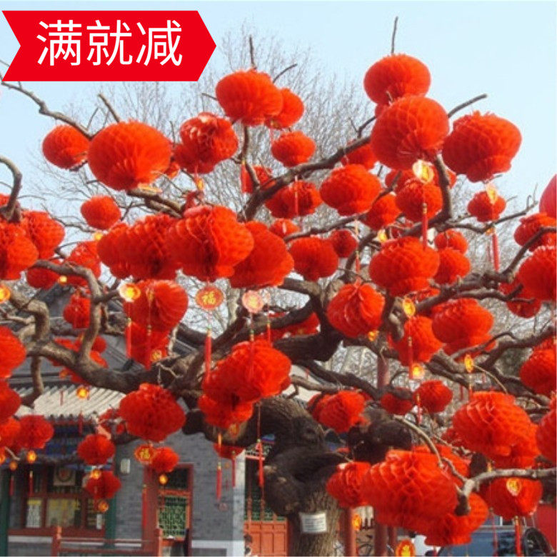 Wedding supplies Small paper lanterns big red honeycomb wedding National Day opening decoration festival red