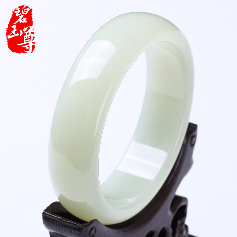 Jasper Zun natural white jade Hetian jade bracelet for women Women sheep fat white jade stone jade bracelet jewelry certificate Xinjiang