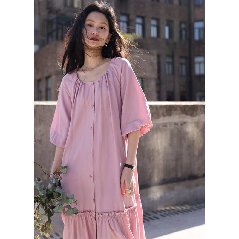 SUPERSCAPE VEGETARIAN PINK BUBBLE CUFF Loose Ocean Dress Women 2022 Spring new products Long version Fish Tail Skirt