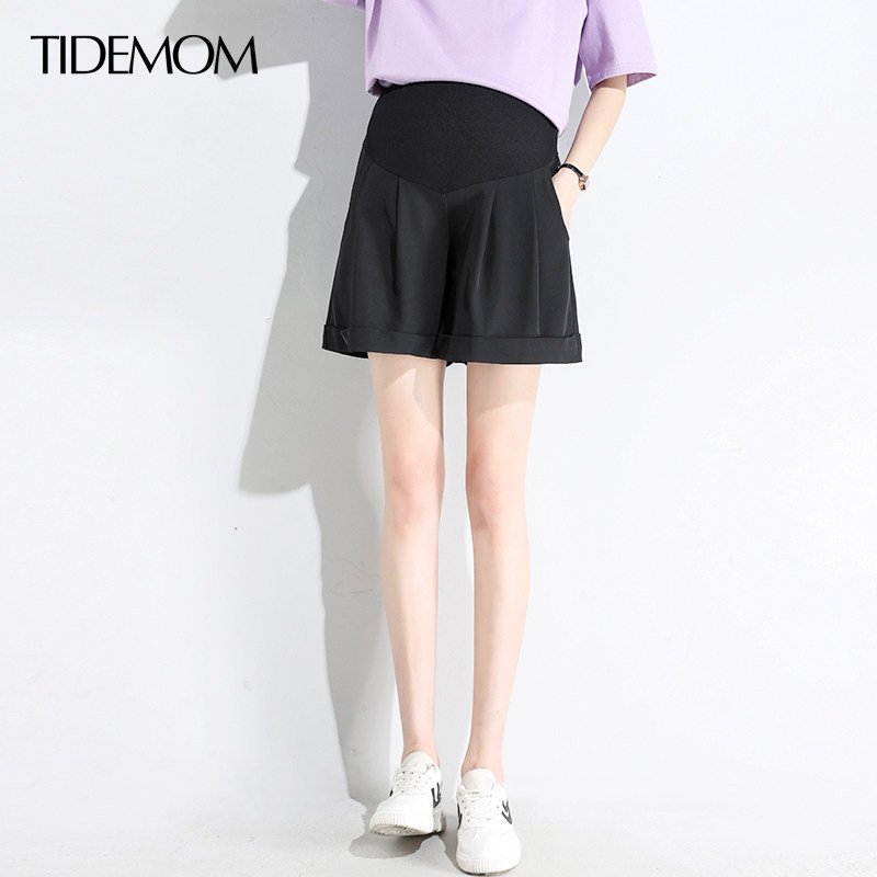 Pregnant woman shorts in summer fashion outside wearing loose large size snow spinning thin section of ice silk broadlegged pants pregnant woman pants spring and summer women