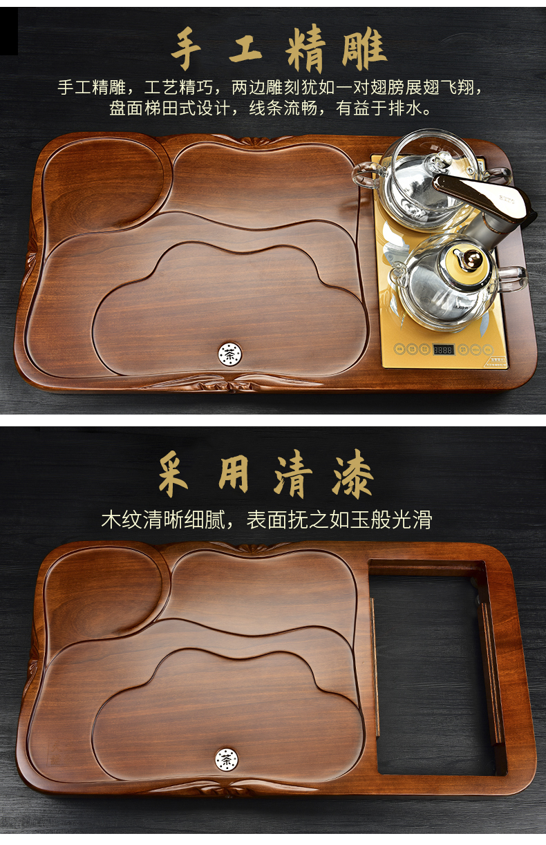 The beginning day, automatic tea set home four unity glass kettle hua limu purple sand tea tray was kung fu