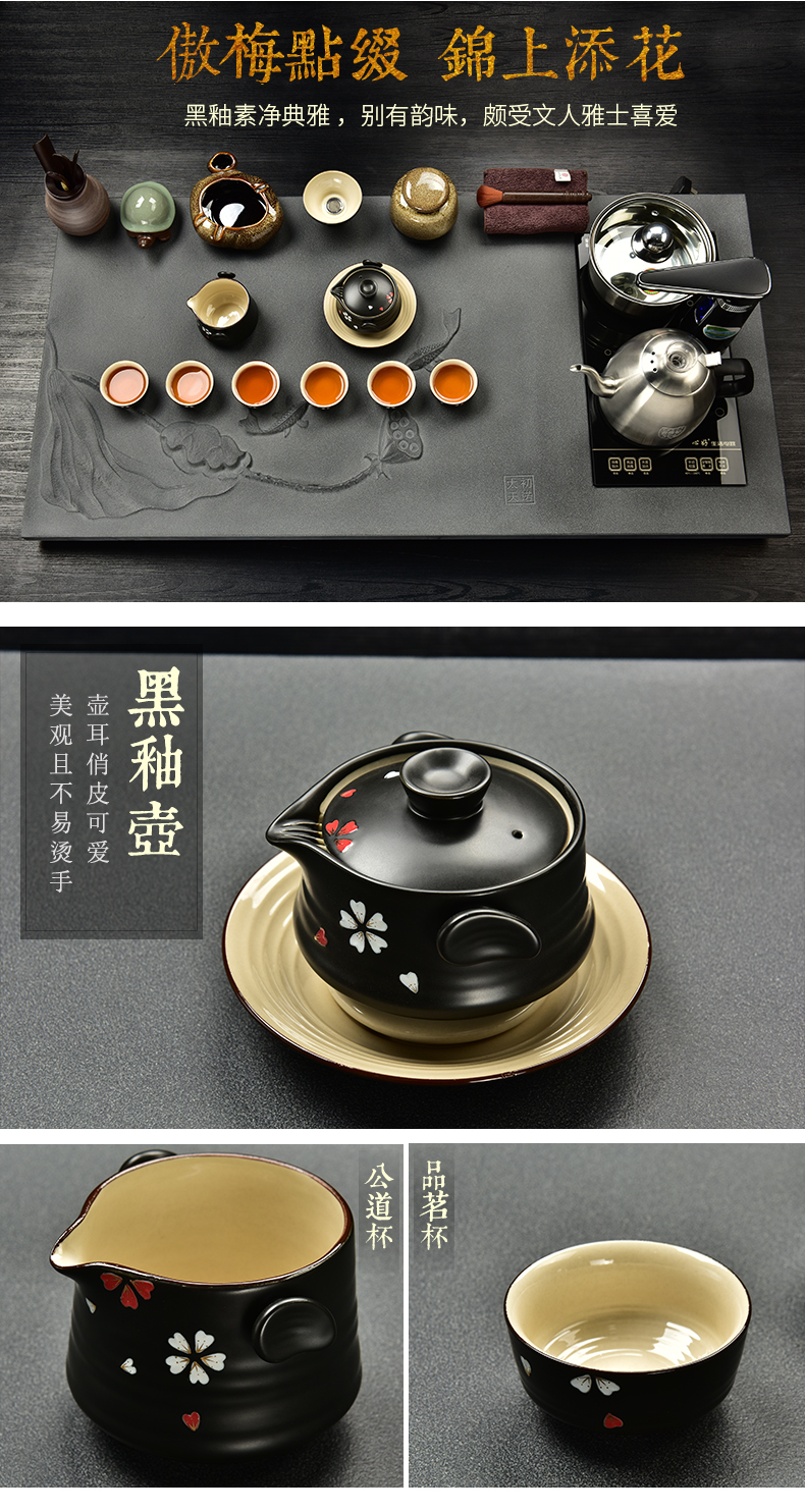 The beginning day, violet arenaceous kung fu tea set sharply stone tea tray was full of a complete set of intelligent electric tea stove four oneness automatically sheung shui