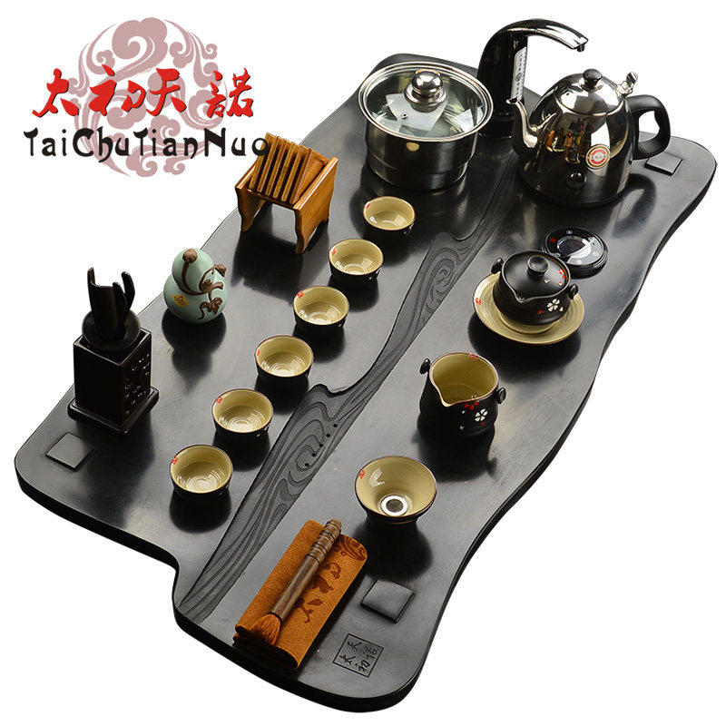 Purple sand tea set the beginning day, kung fu suit the joining together of four automatic intelligent stone tea tray annatto tea pot of tea